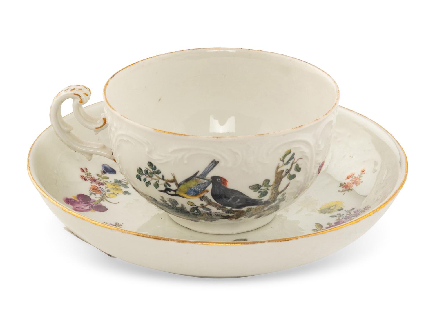 A Meissen Porcelain Teacup and Saucer