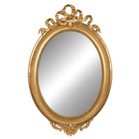 A Louis XV Style Giltwood Framed Oval Mirror