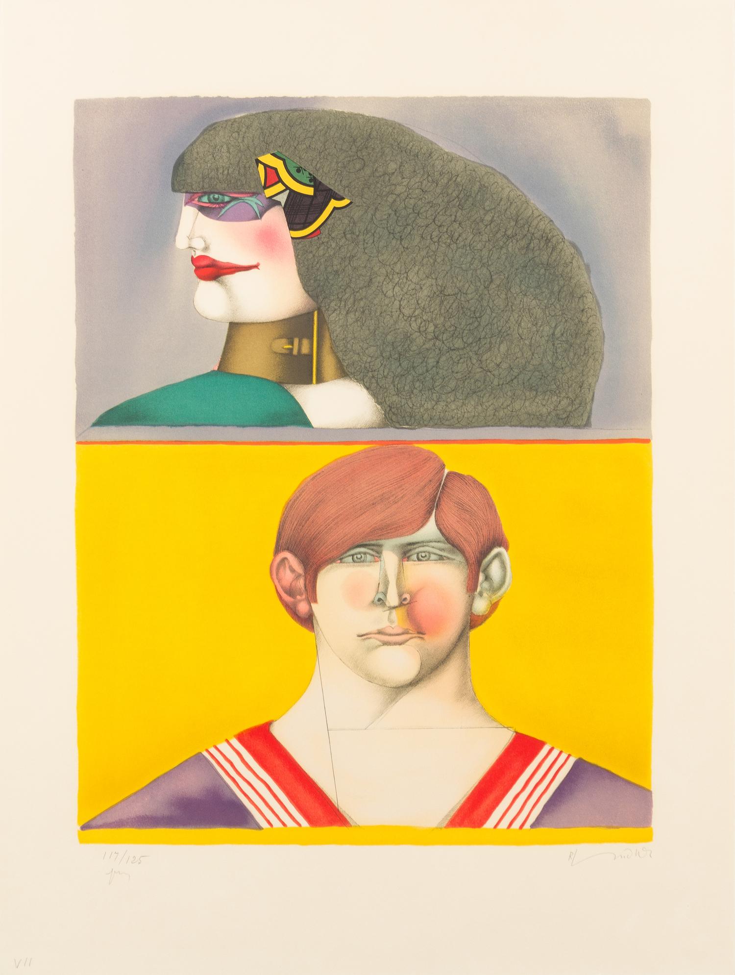 Richard Lindner, (German, 1901 - 1978), Untitled (Front and Profile), 1975