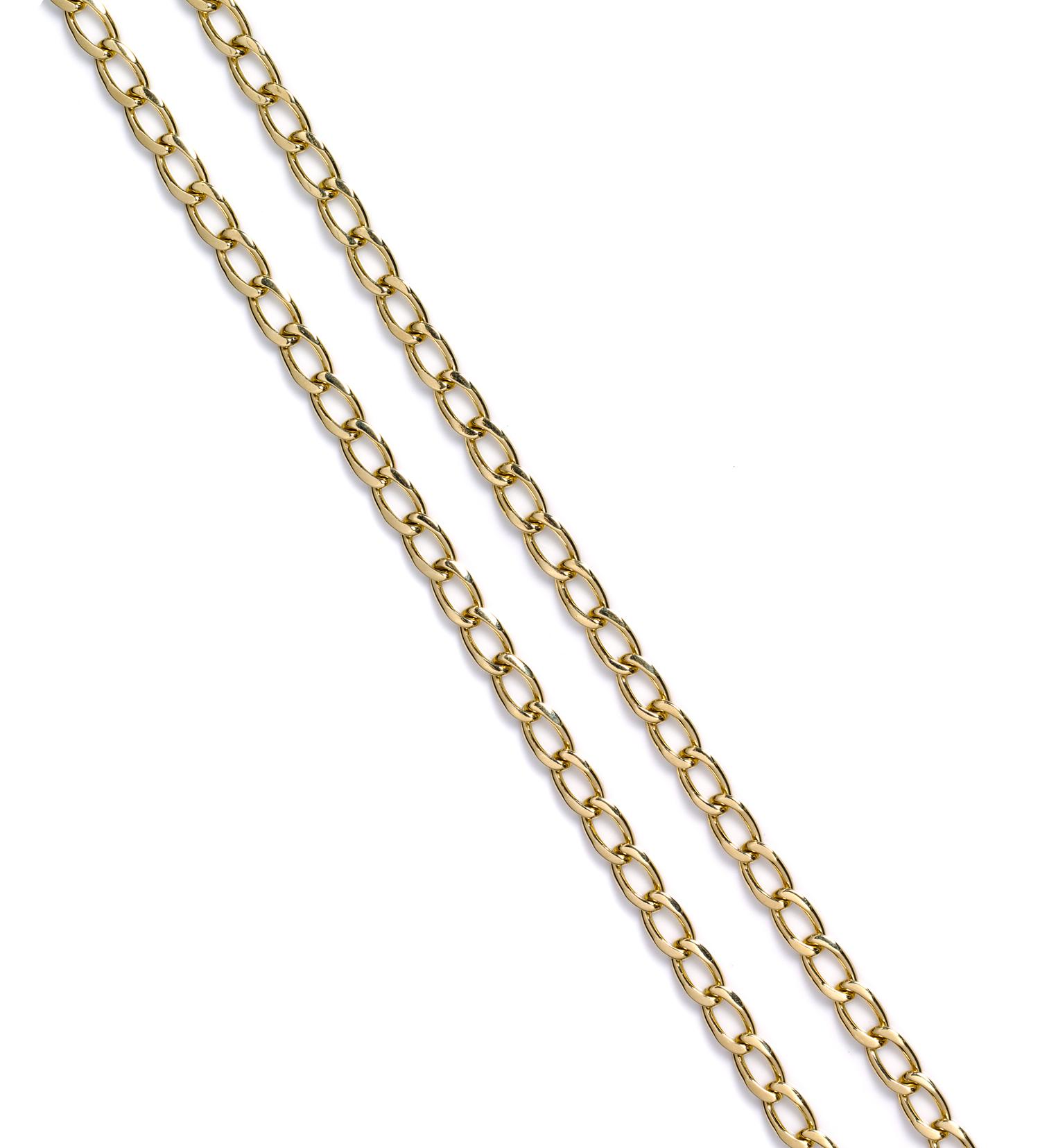 An 18 Karat Yellow Gold Curb Link Longchain, Bulgari, 73.10 dwts.