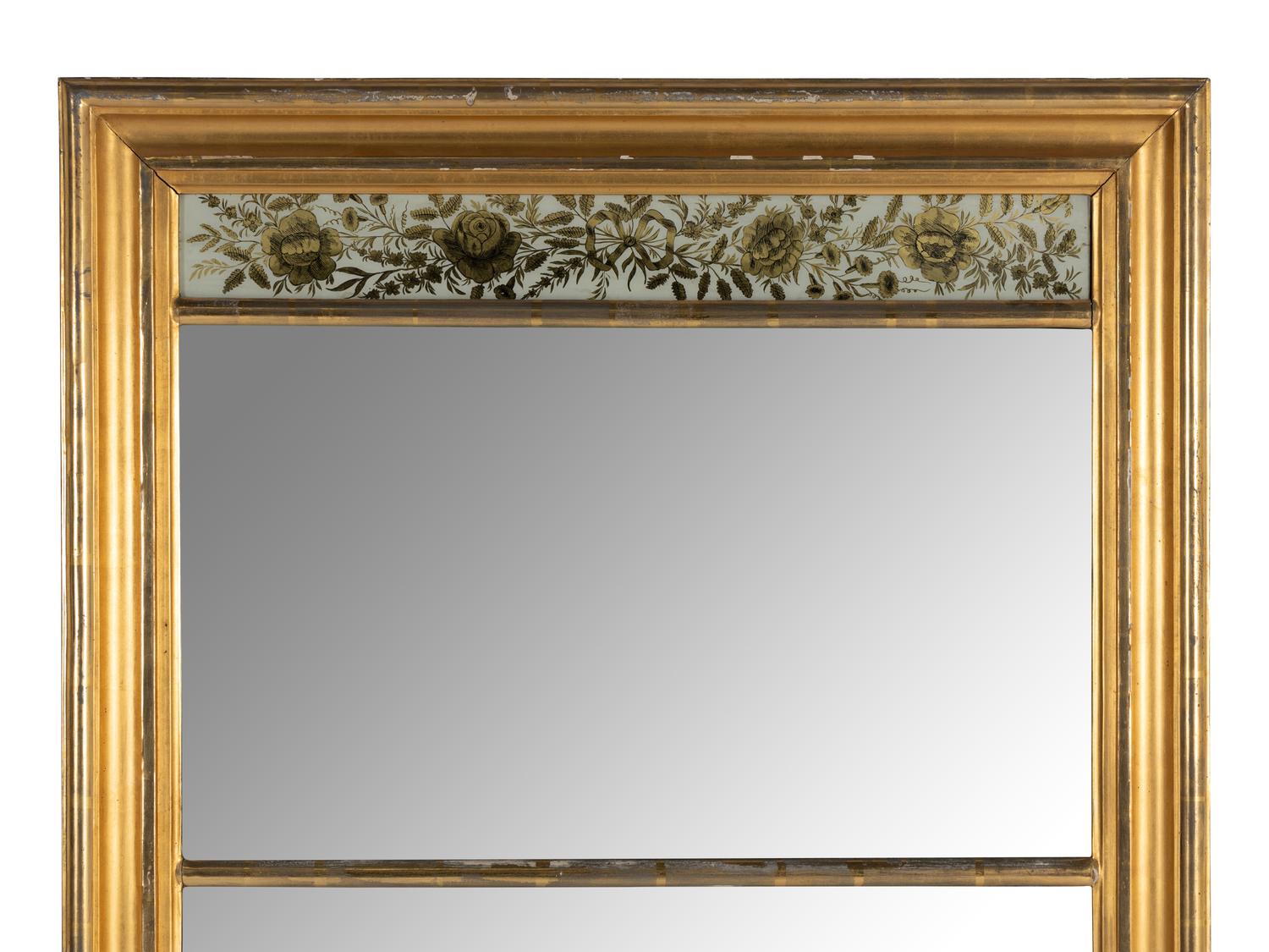 An English Giltwood and Églomisé Panel-Inset Pier Mirror