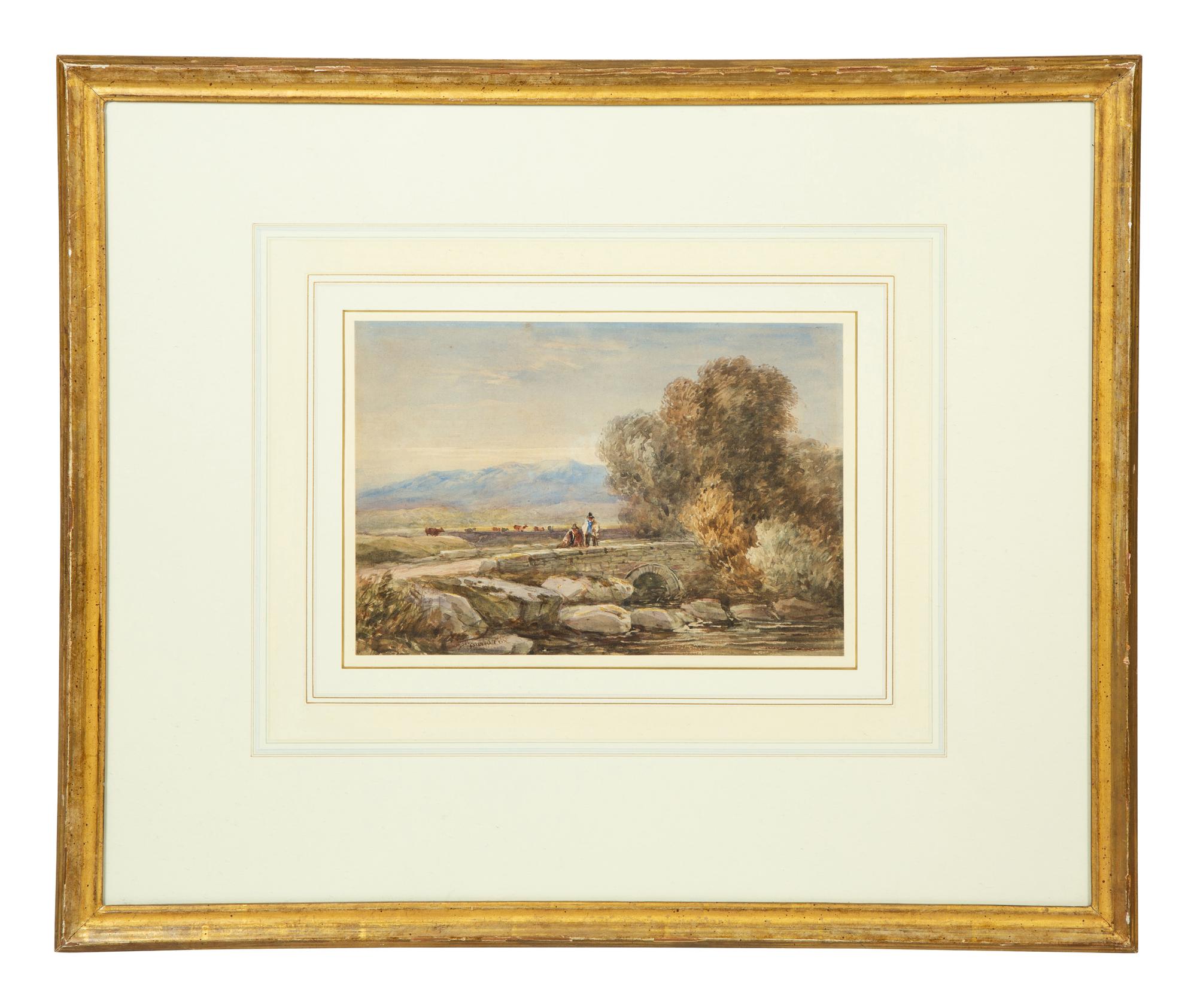 Travelers on a Bridge in Wales , 1830s