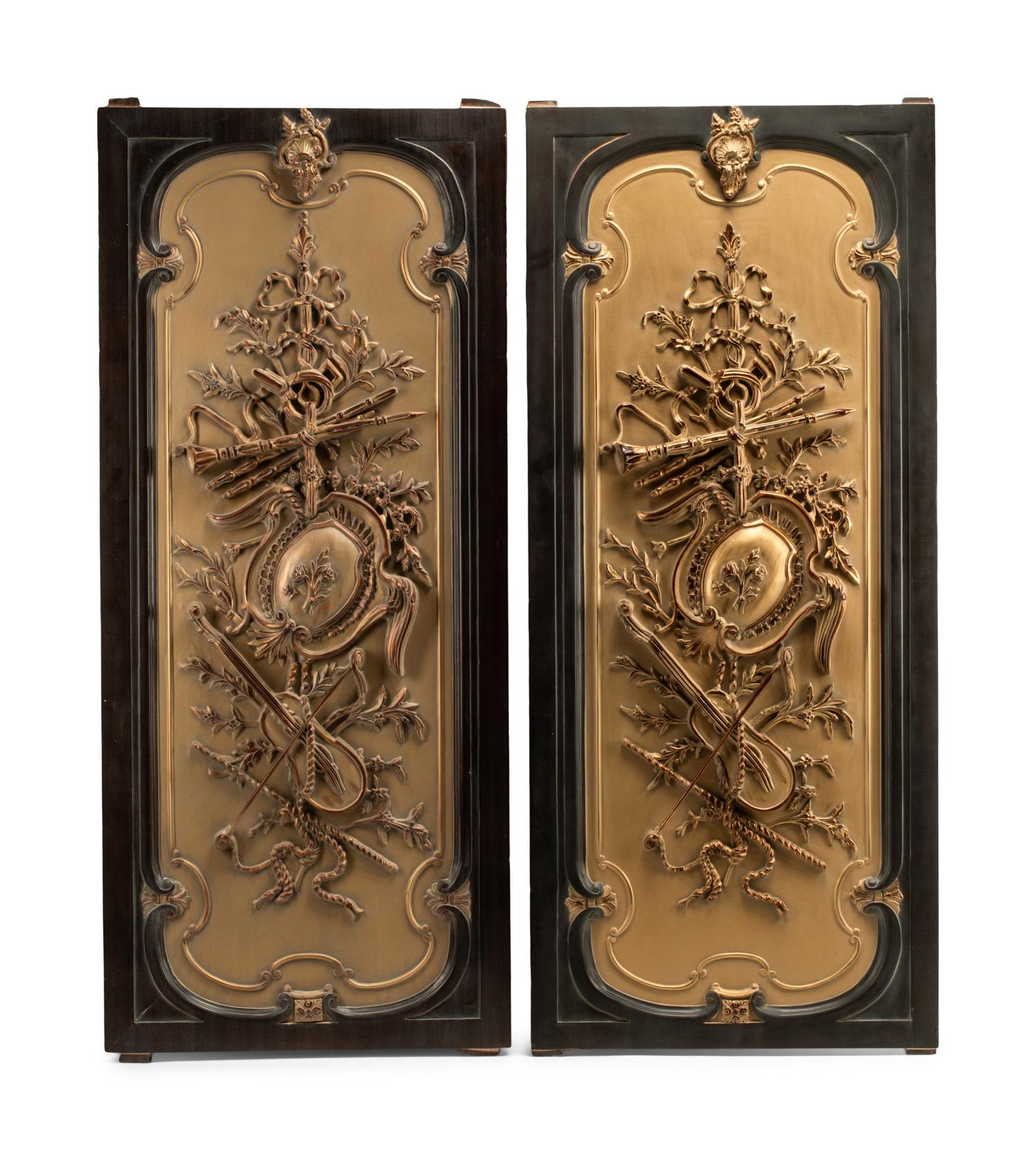 A Set of Four Louis XV Style Gilt and Painted Door Panels