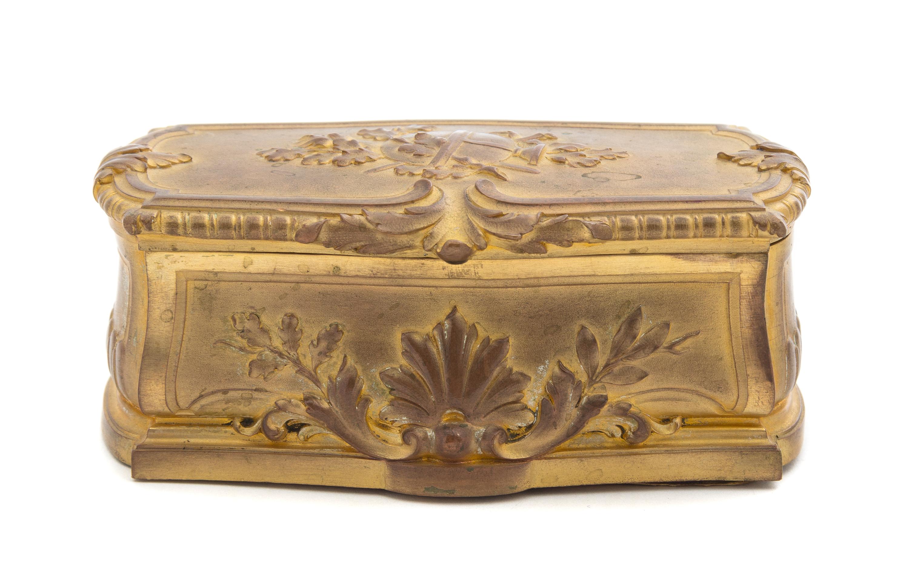 A French Gilt Bronze Stamp Box Width 5 1/4 inches. — RAMBAUD, PARIS, CAST BY SUSSE FRERES