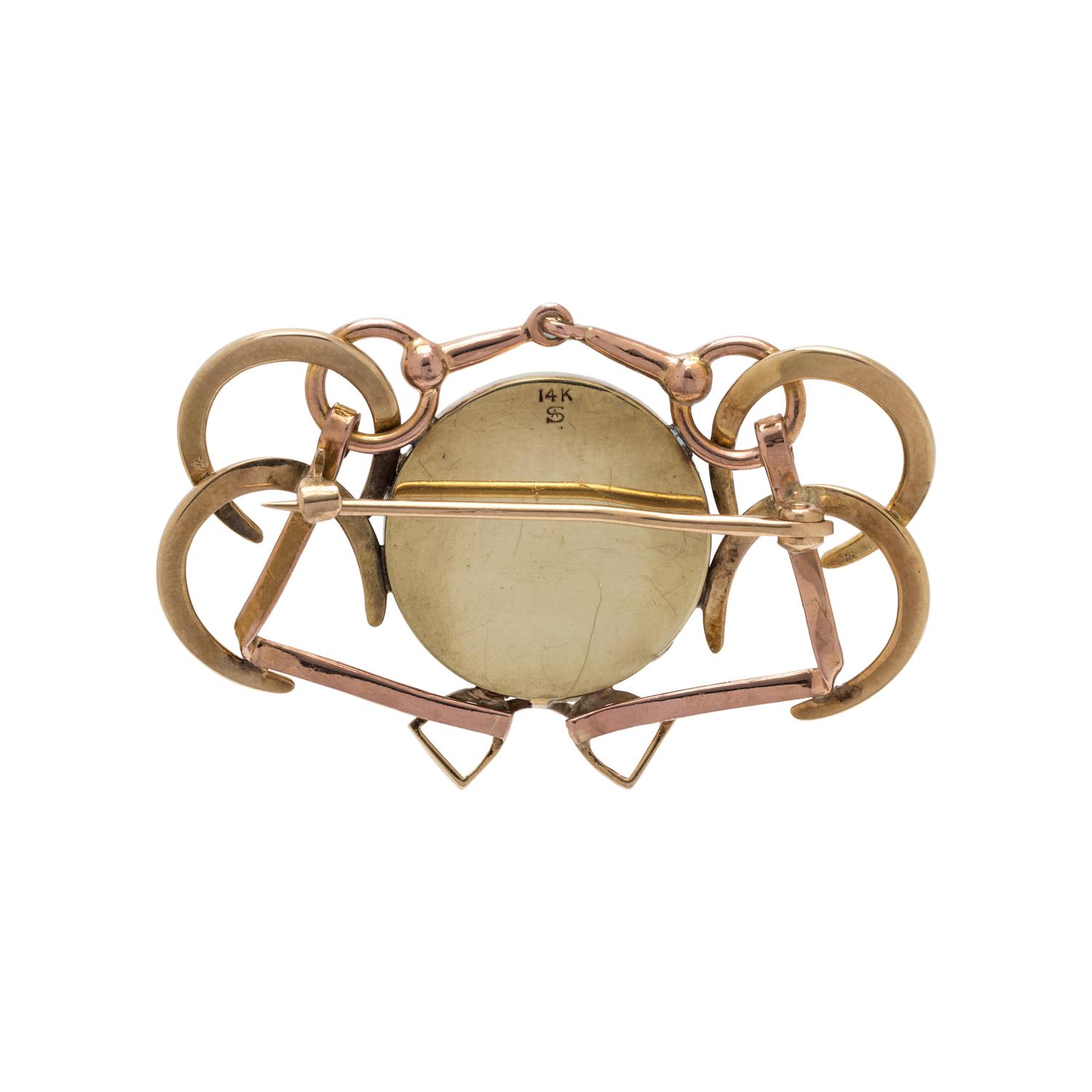 BICOLOR GOLD AND ESSEX CRYSTAL BROOCH
