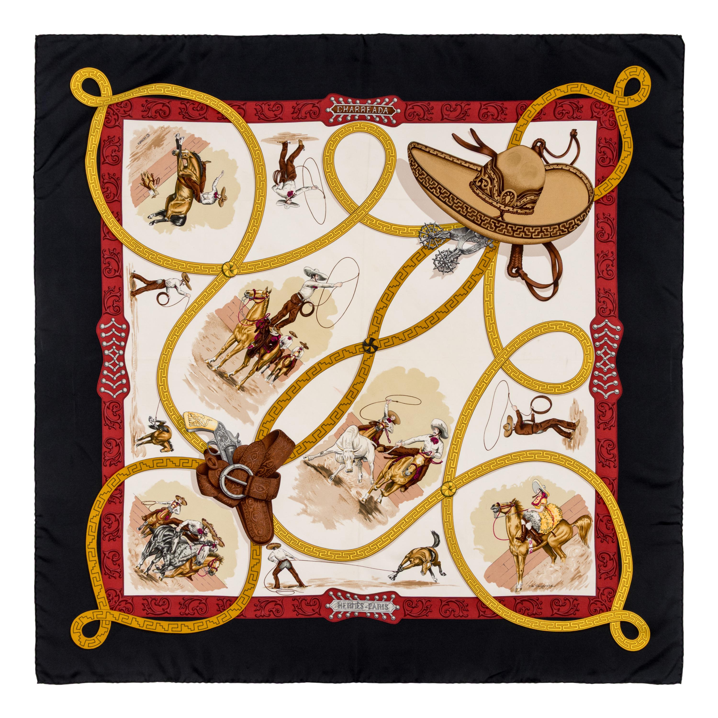 Hermès, Three Silk Scarves 90 & One Silk Scarf 65