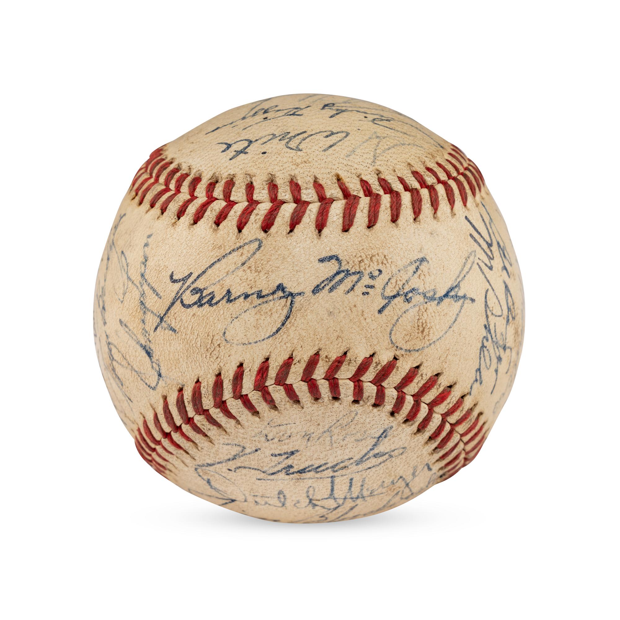 A 1942 Detroit Tigers Team Signed Autograph Baseball Featuring Charlie Gehringer (JSA Letter of Authenticity),