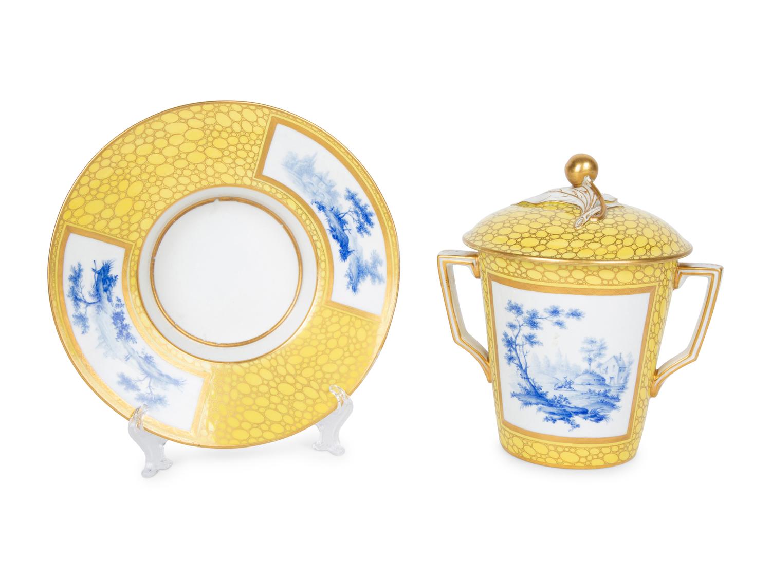 A Sèvres Style Porcelain Covered Cup and Undertray — 20TH CENTURY