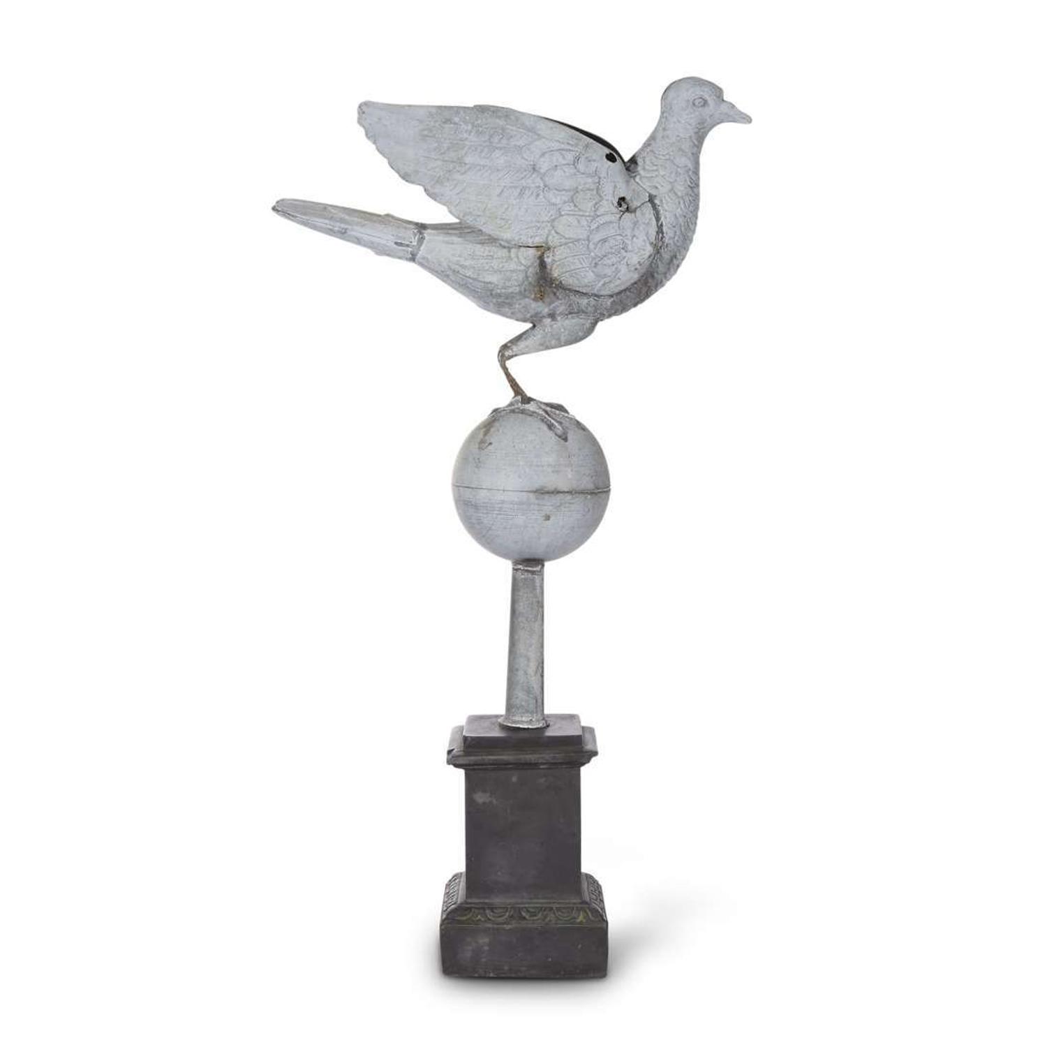 A full-bodied zinc weathervane of a pigeon late 19th/early 20th century