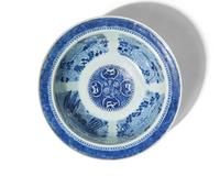 A Chinese Export Porcelain Blue Fitzhugh Basin, Ewer, Vase, and Pitcher