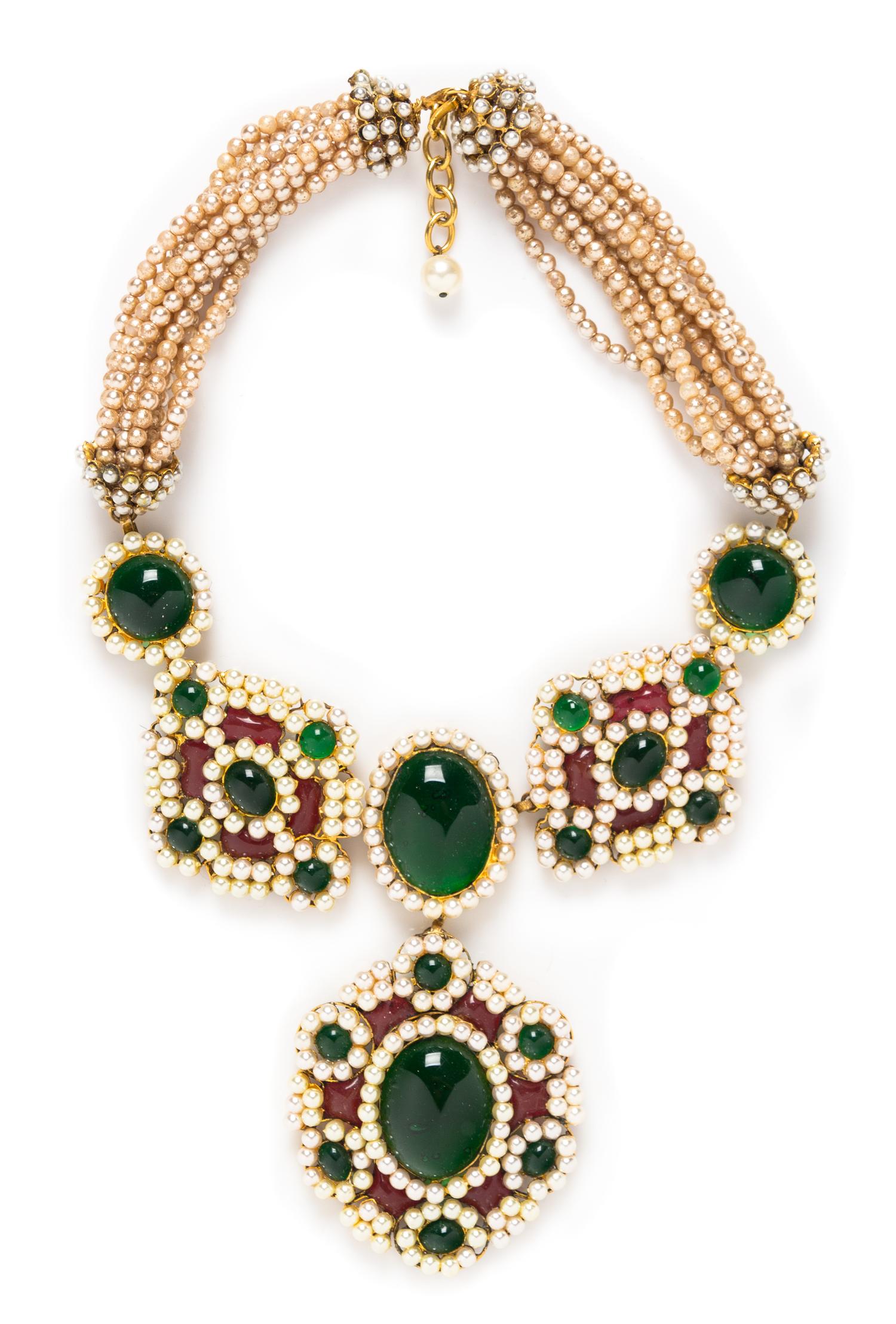 A Chanel Multistrand Faux Pearl and Gripoix Necklace, 16.5".