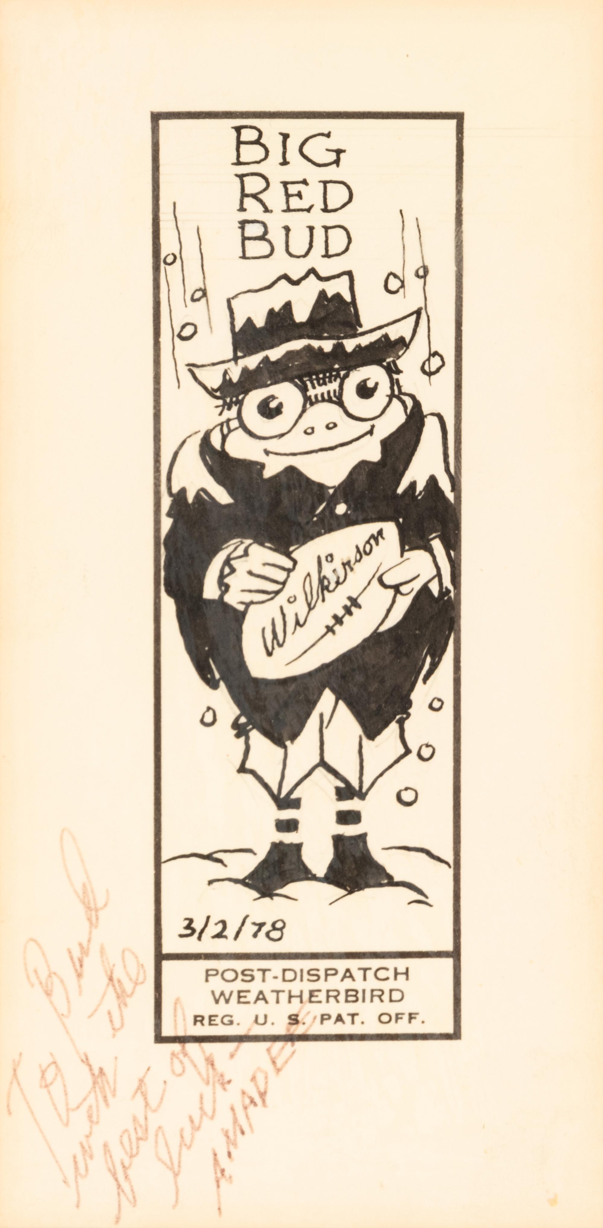 A 1978 Amadeee Wohlschlaeger Original St. Louis Post-Dispatch Weatherbird Cartoon from The Collection of Hall of Fame Oklahoma Football Coach Bud Wilkinson