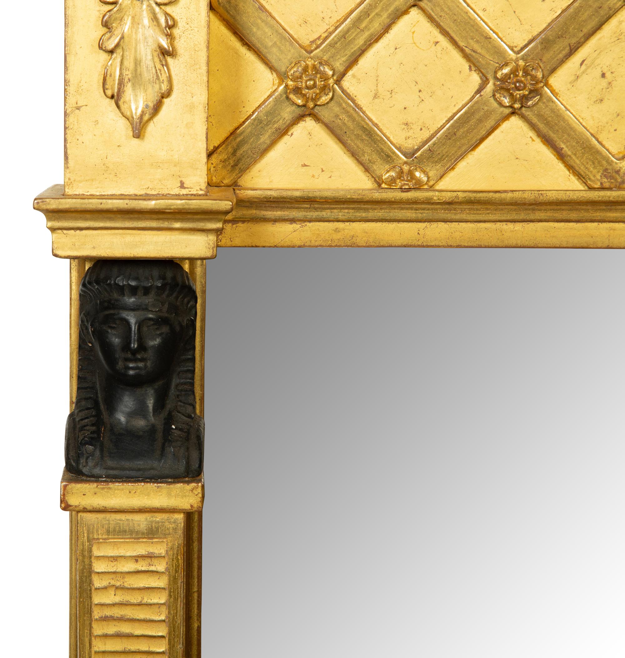 A French Egyptian Revival Giltwood Mirror