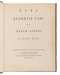[BASKERVILLE PRESS]. A complete bound set of classical texts uniformly bound in fine 18th-century morocco, all published in Birmingham by Baskerville, comprising:
