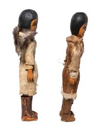 Pair of Haida Carved Wood Dolls