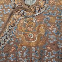 A Chinese embroidered brown silk “Dragon” court robe 刺绣龙袍 Qing dynasty, 19th century ? ????