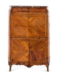 A Louis XV Tulipwood Marble-Top Secrétaire à Abattant