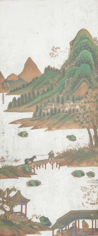 A Pair of Chinese Reverse-Painted Glass Pier Mirrors