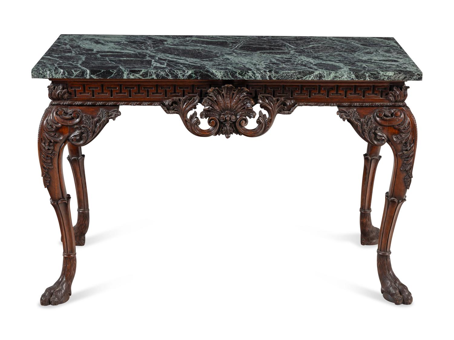 A George II Style Mahogany and Marble Top Console Table