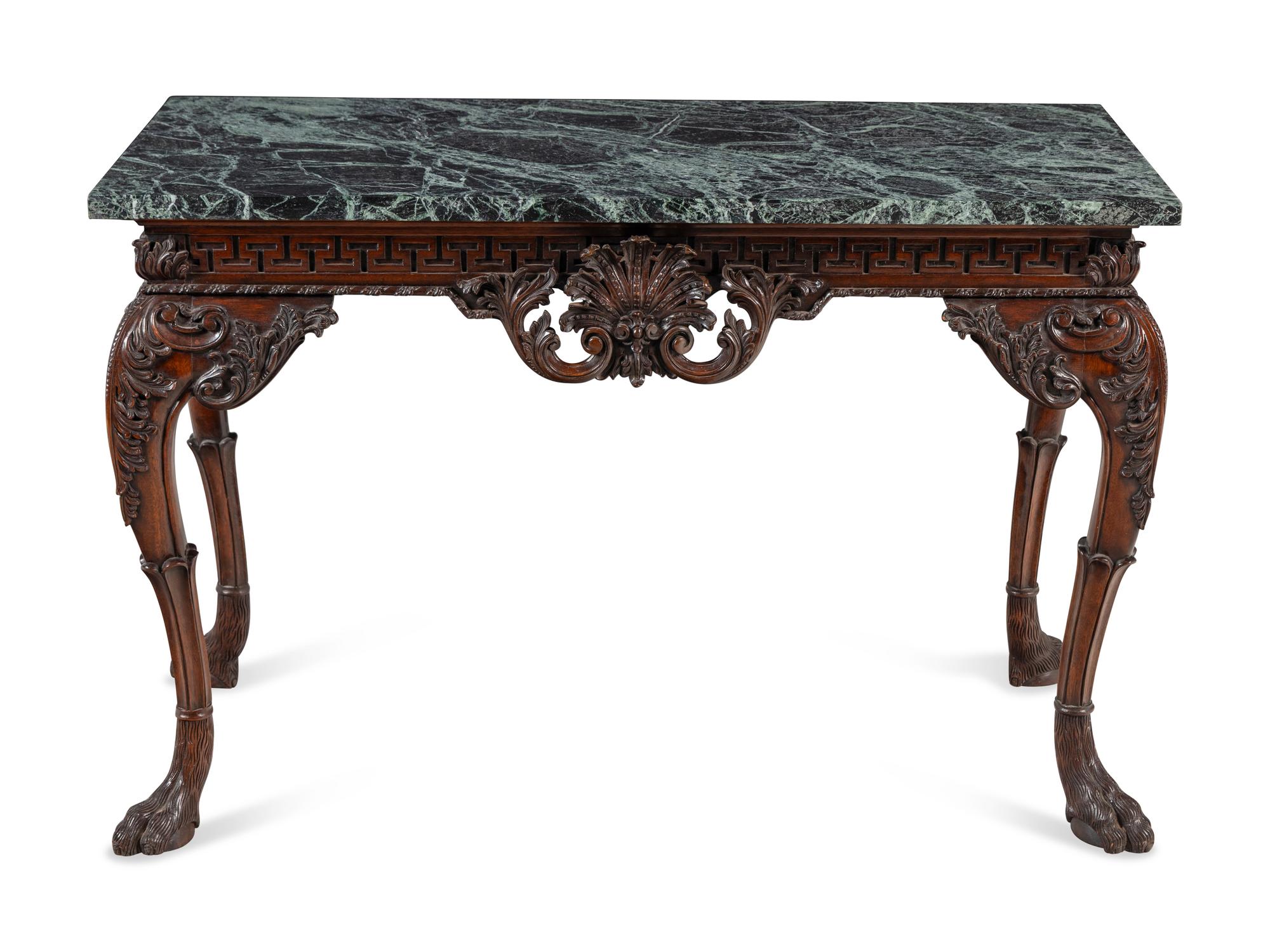 A George II Style Mahogany and Marble Top Console Table