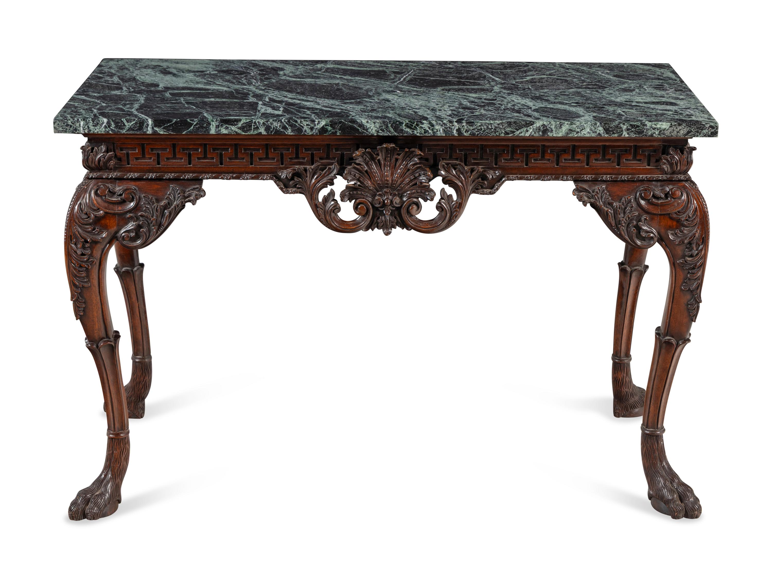 A George II Style Mahogany and Marble Top Console Table