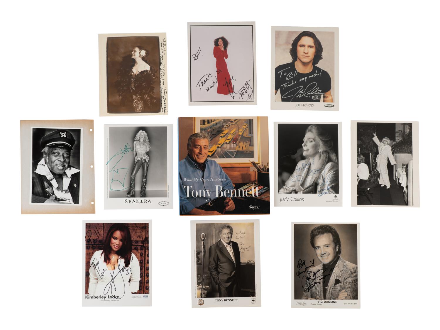 (Celebrity) A group of 10 autographed photos of musical stars, comprising: