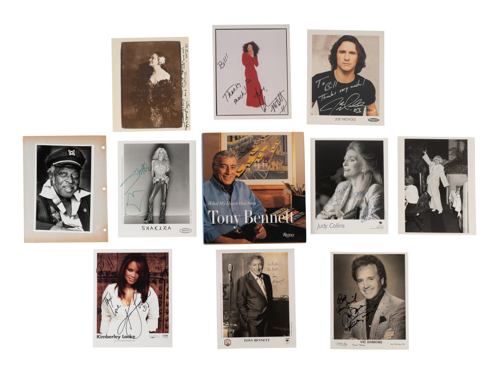 (Celebrity) A group of 10 autographed photos of musical stars, comprising: