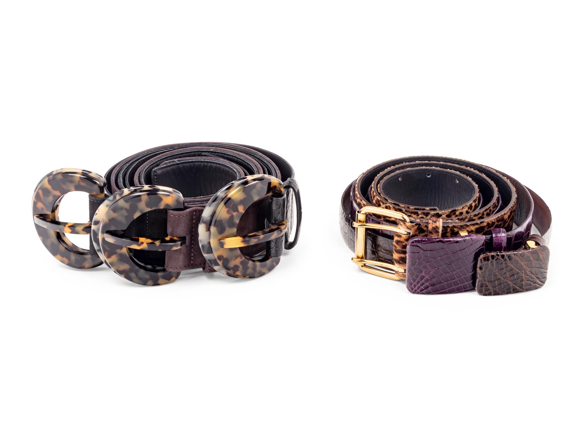 Six Oscar de la Renta Belts: Three Exotic Skin, One Pony Hair, Three Leather