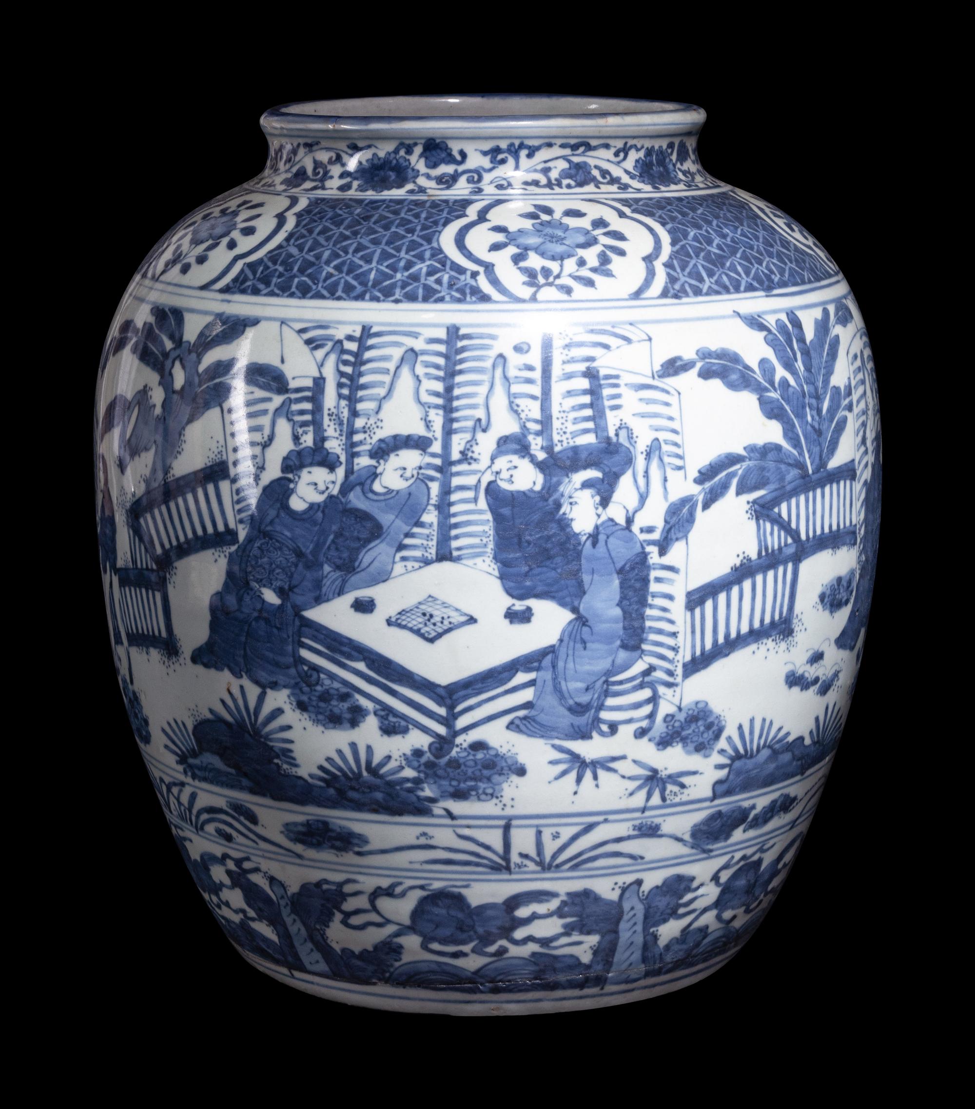 A Large Chinese Blue and White Porcelain Jar