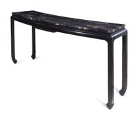 A Pair of Ebonized Marble-Top Console Tables