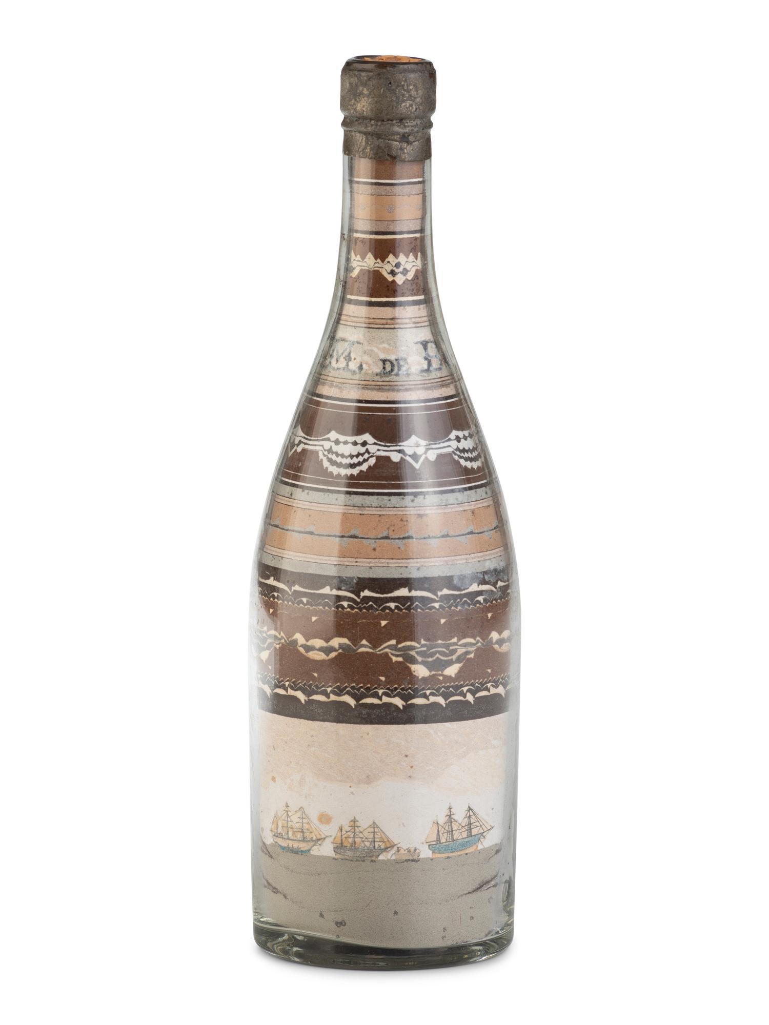 A French Sand Art Seascape Bottle