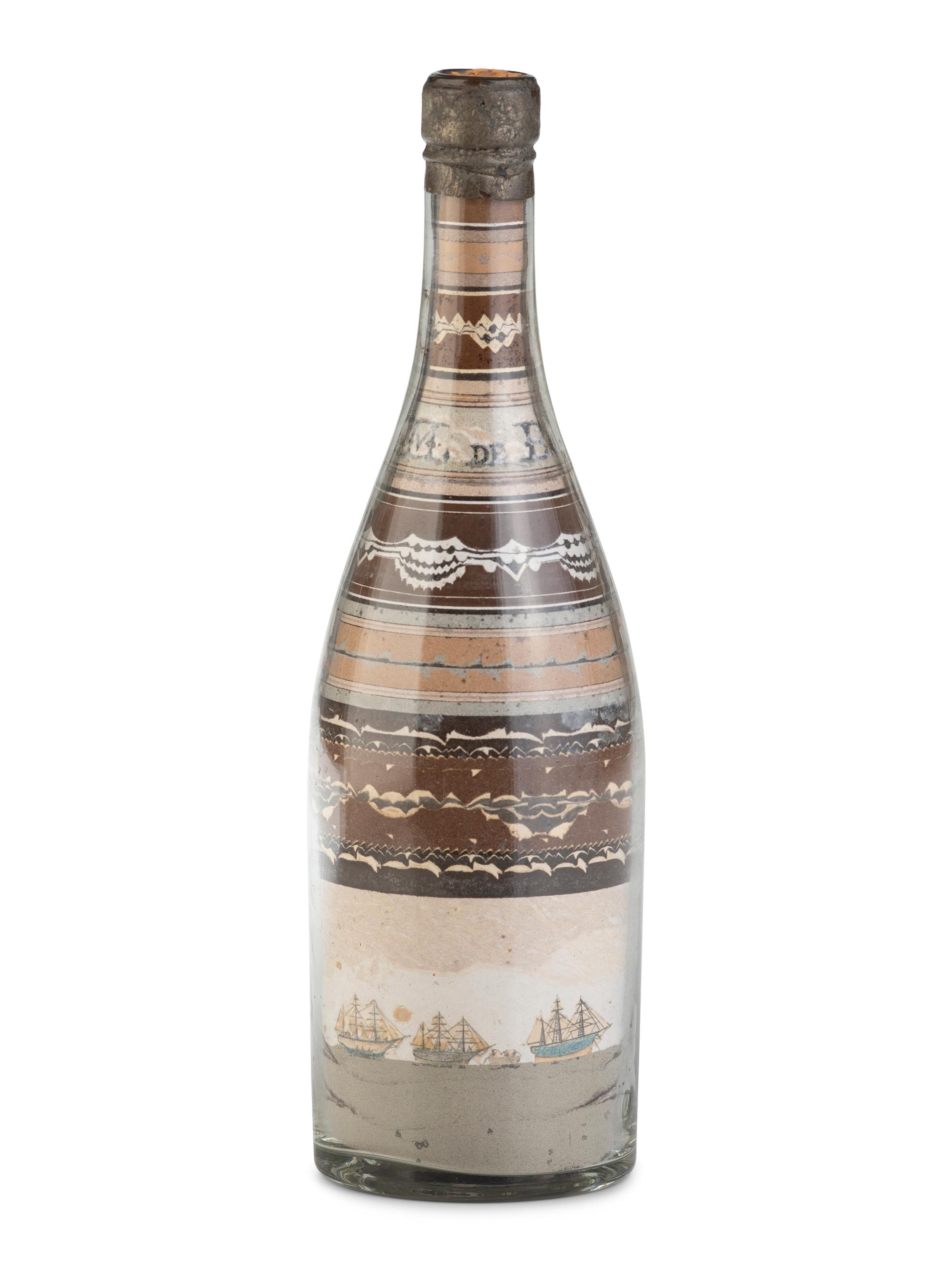A French Sand Art Seascape Bottle