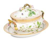 A Royal Copenhagen Flora Danica Porcelain Covered Tureen and Platter