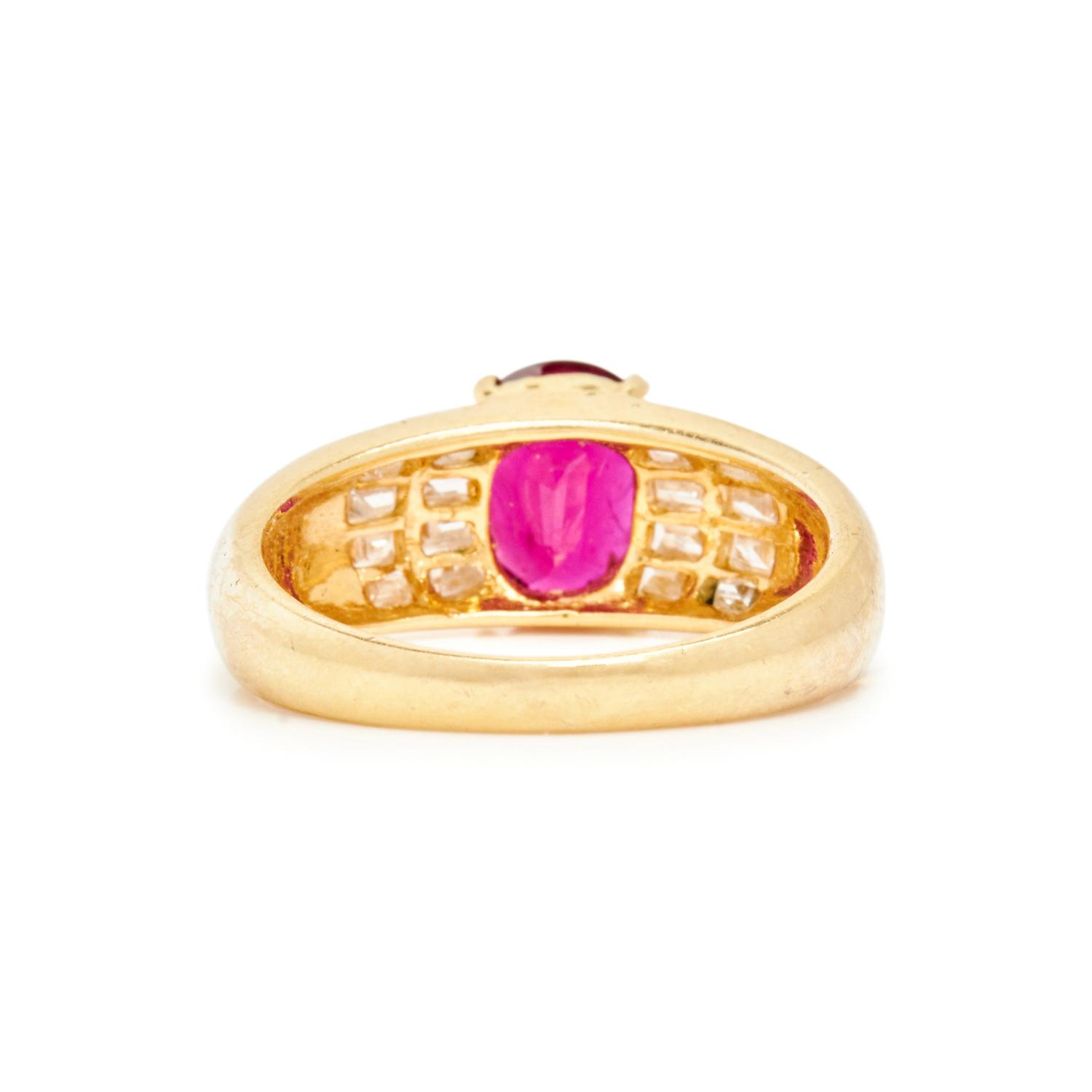 YELLOW GOLD, RUBY, AND DIAMOND RING