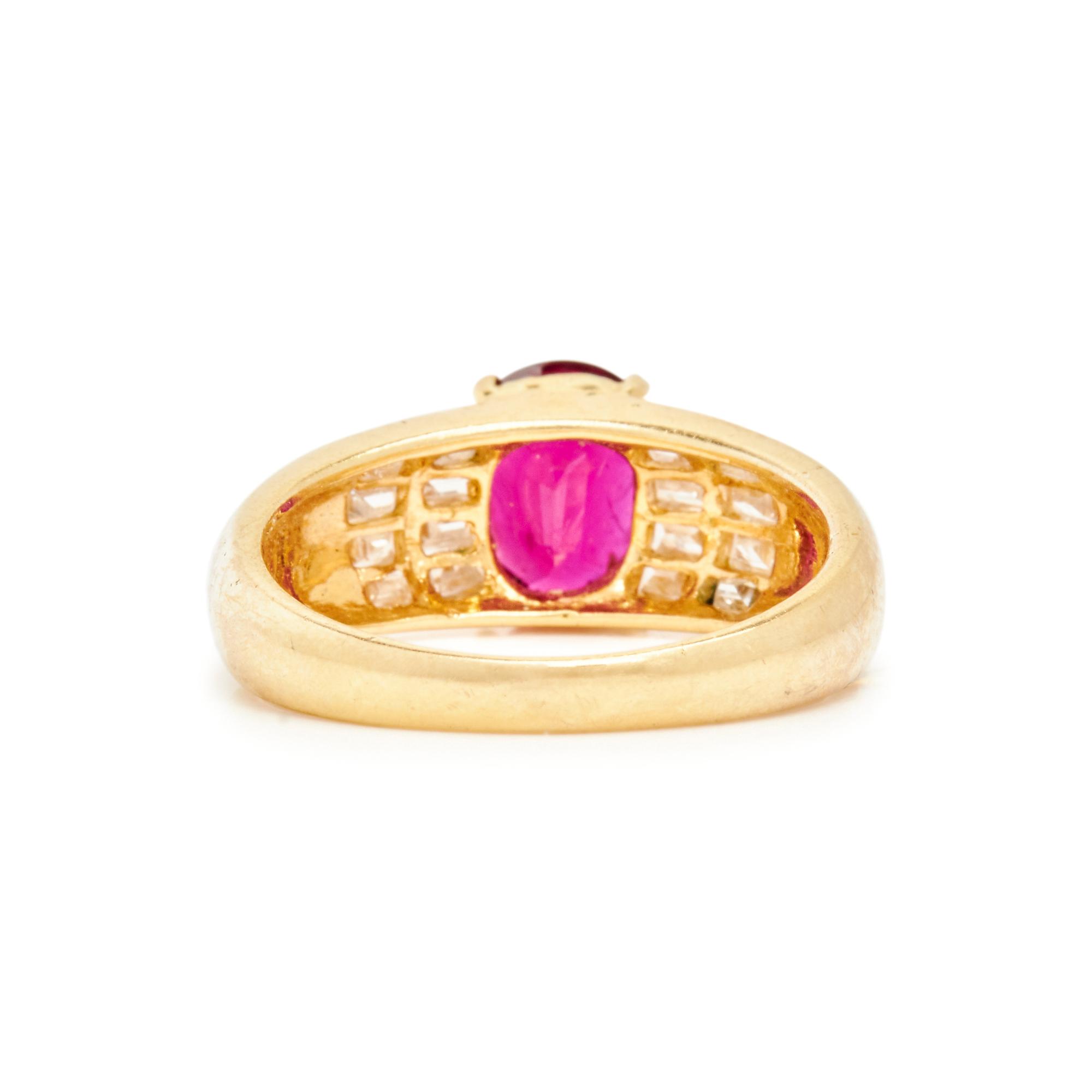 YELLOW GOLD, RUBY, AND DIAMOND RING