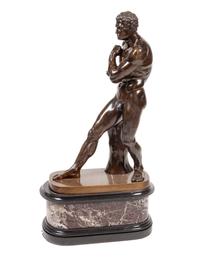 A Grand Tour Bronze Figure of a Gladiator on a Marble Base