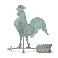A Patinated and Molded Copper Rooster Weathervane
