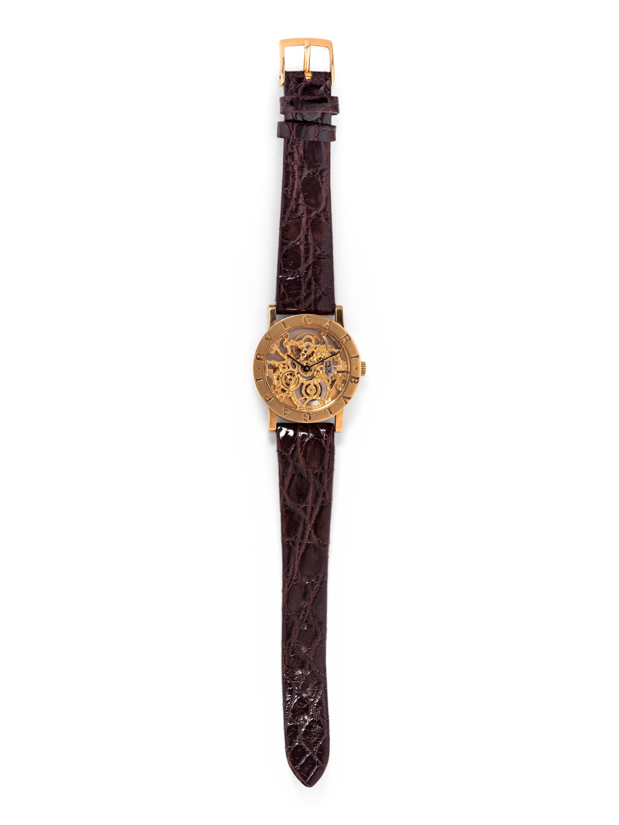BVLGARI, 18K PINK GOLD SKELETON WRISTWATCH