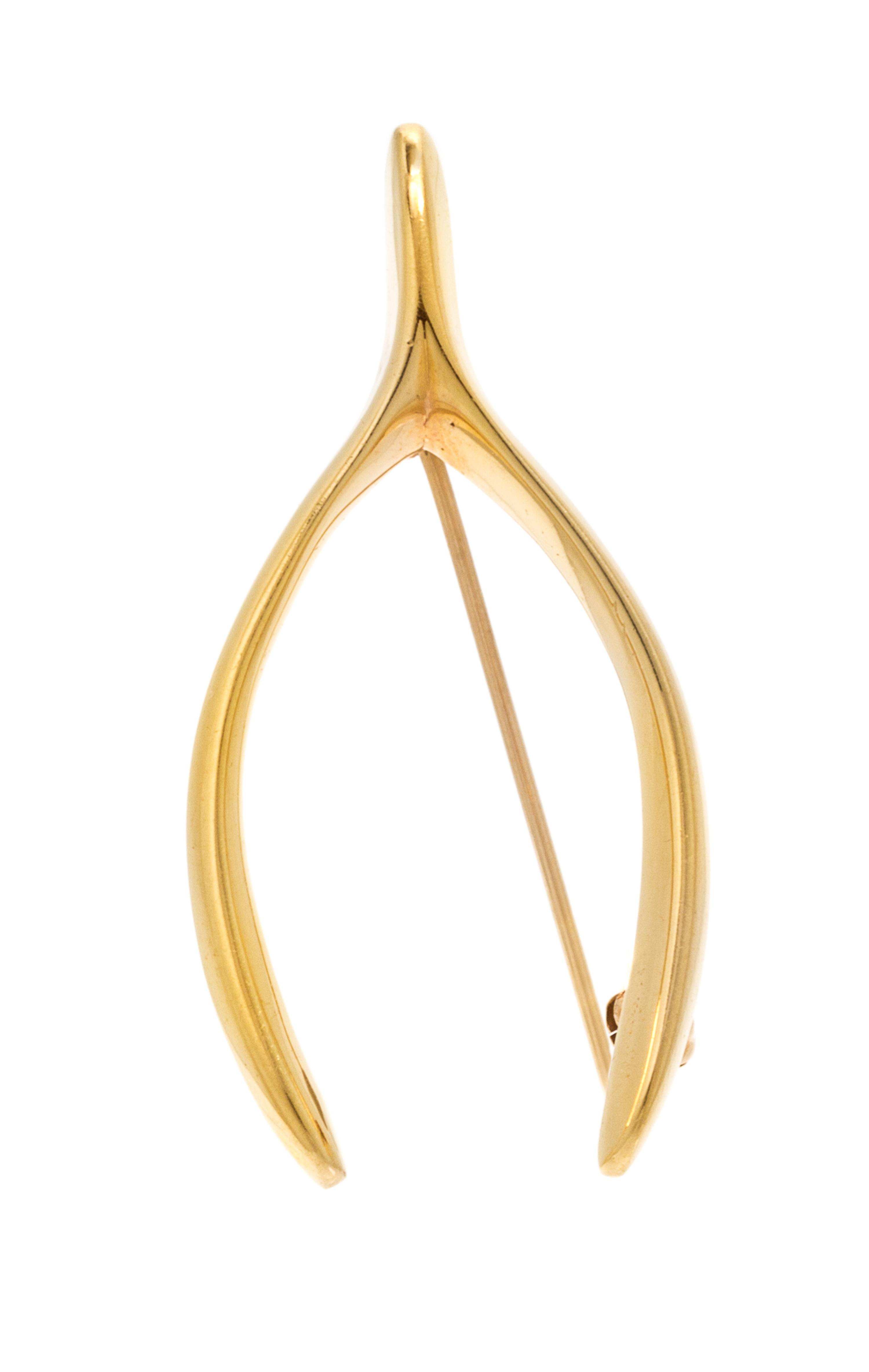 A 14 Karat Yellow Gold Wish Bone Brooch, 2.70 dwts.