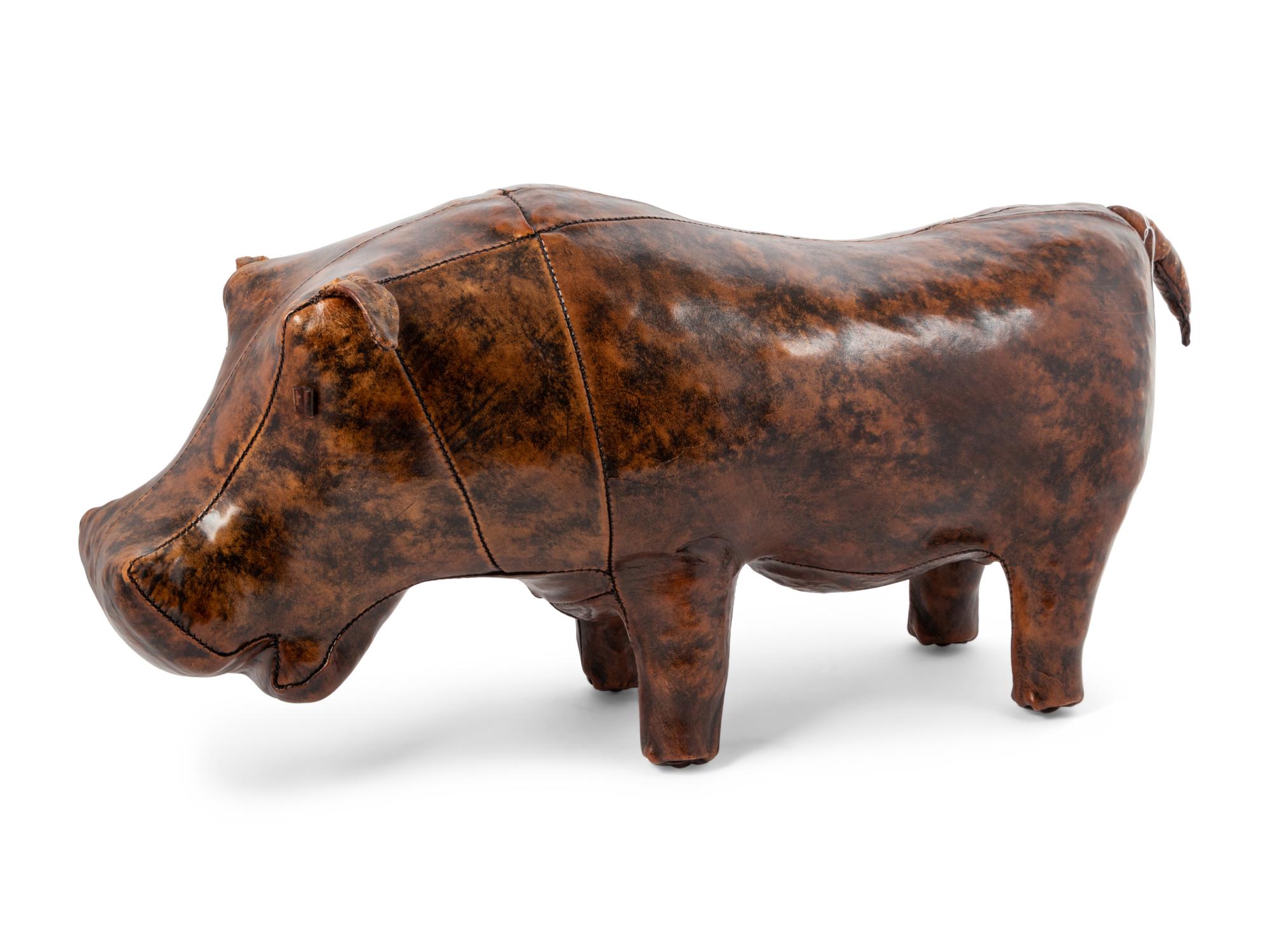 An Omersa Leather Hippopotamus Footstool