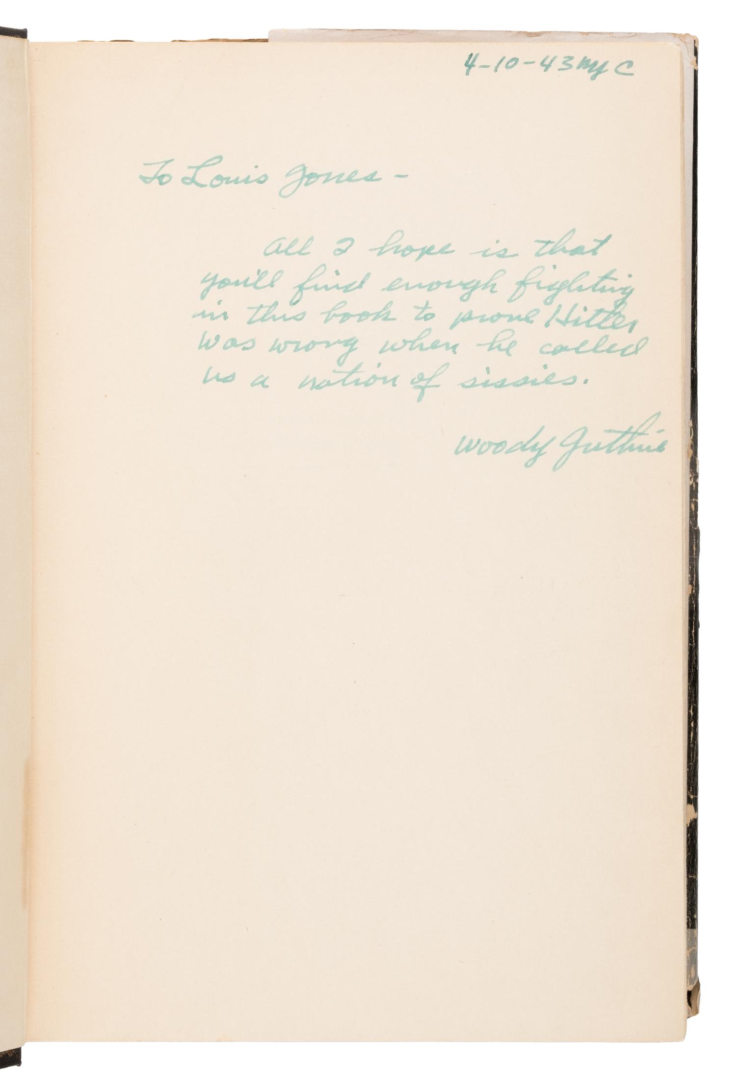 Guthrie, Woody (1912-1967). Bound for Glory . New York: E.P. Dutton, 1943.