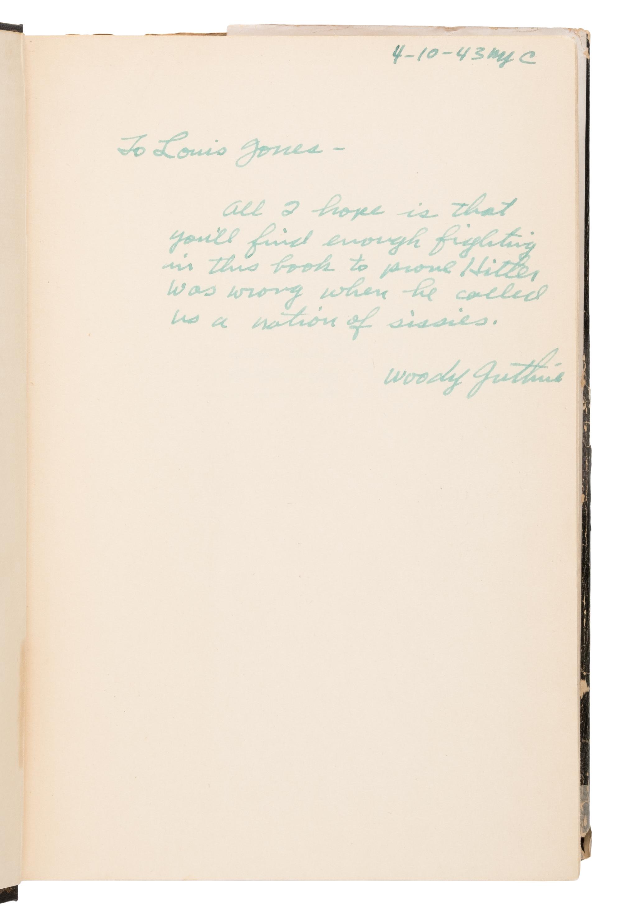 Guthrie, Woody (1912-1967). Bound for Glory . New York: E.P. Dutton, 1943.