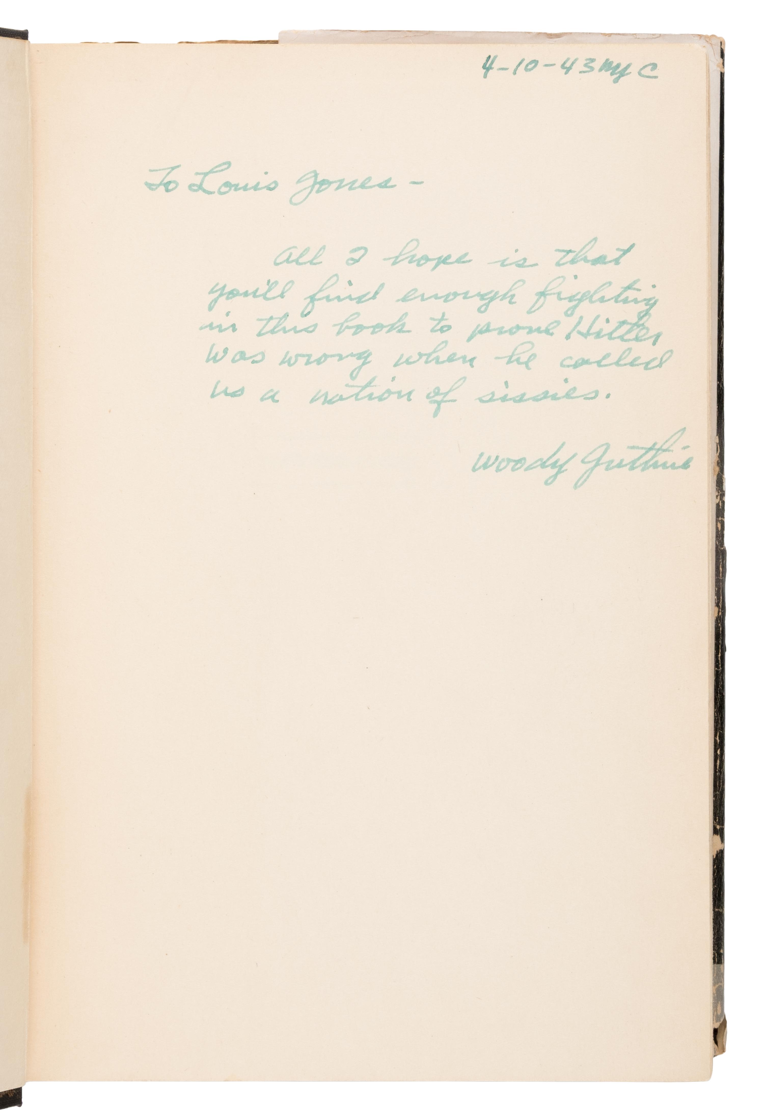 Guthrie, Woody (1912-1967). Bound for Glory . New York: E.P. Dutton, 1943.