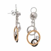 Bicolor Gold, Diamond, and Colored Diamond Earrings