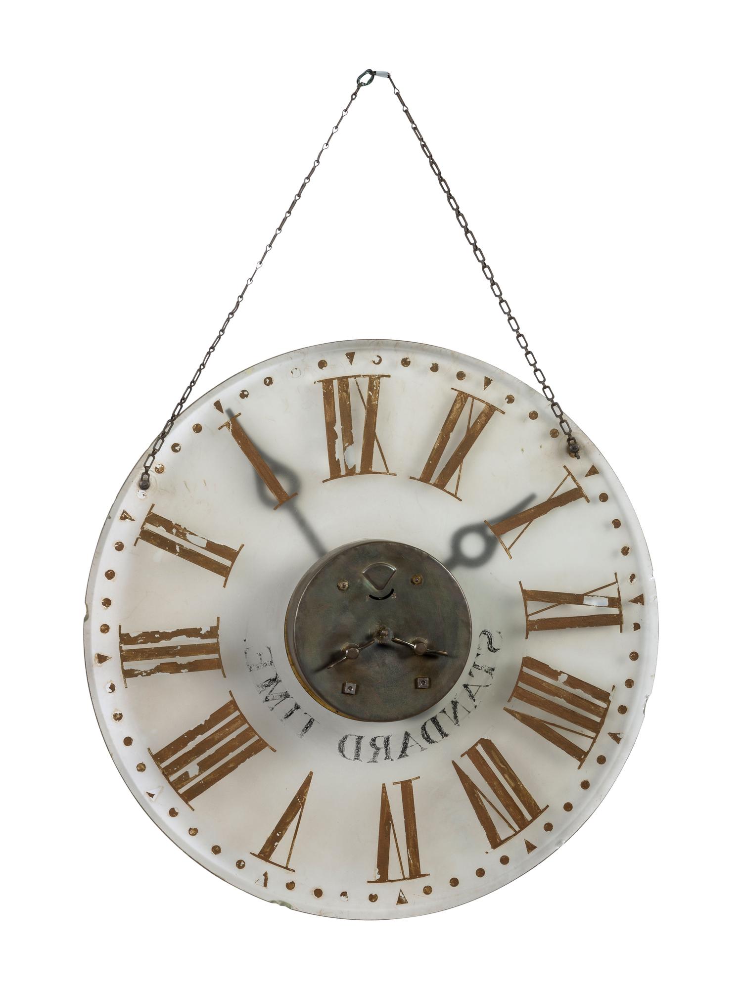 An American Painted and Parcel-Gilt Glass Shop Clock
