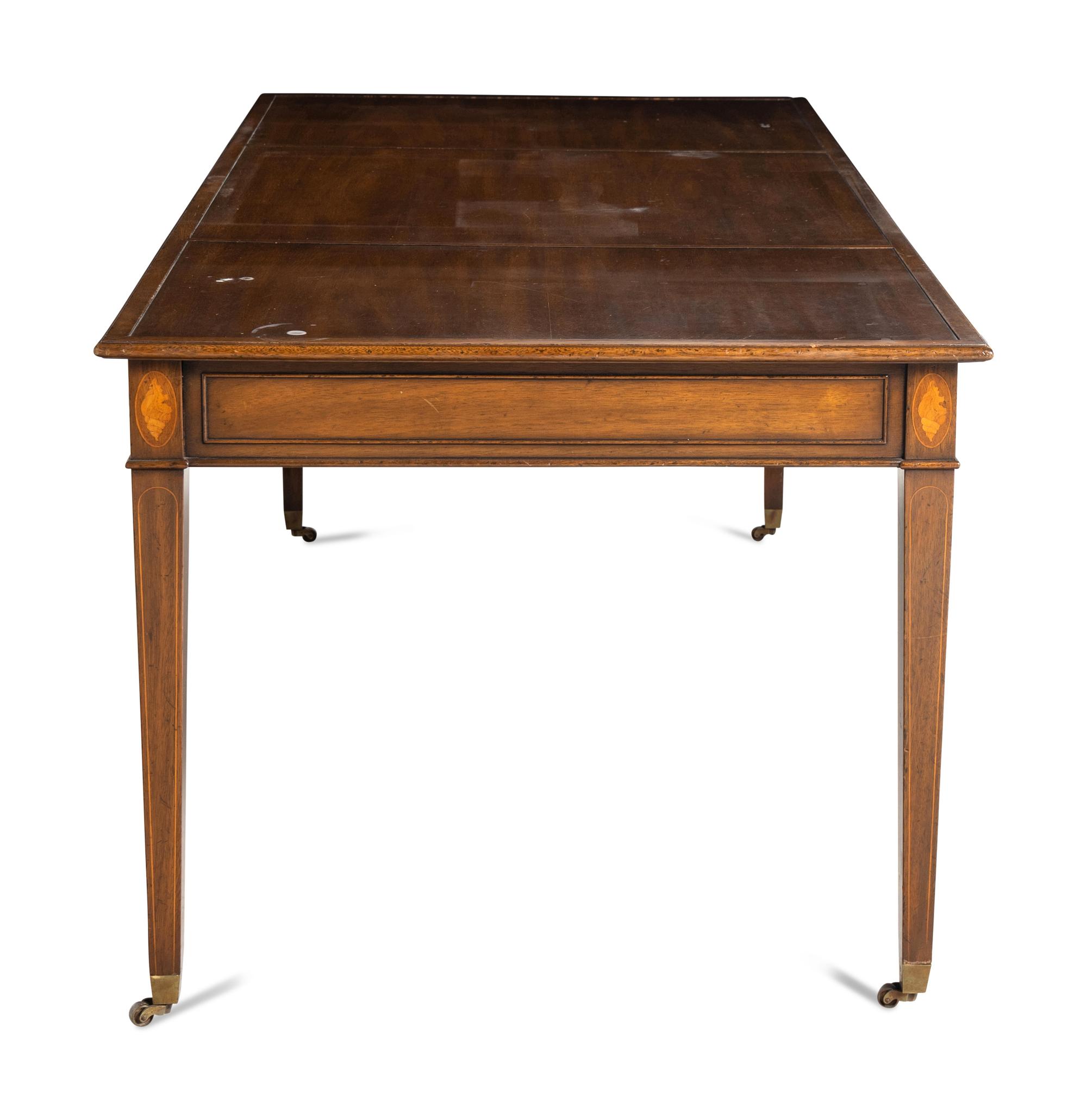 A Kittinger George III Style Satinwood Inlaid Mahogany Desk