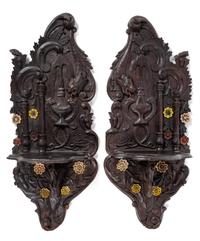 A Pair of Ottoman Carved Turban Stands ( Kavukluk )