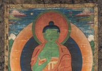 A Tibetan Thangka Depicting Amoghasiddhi Buddha