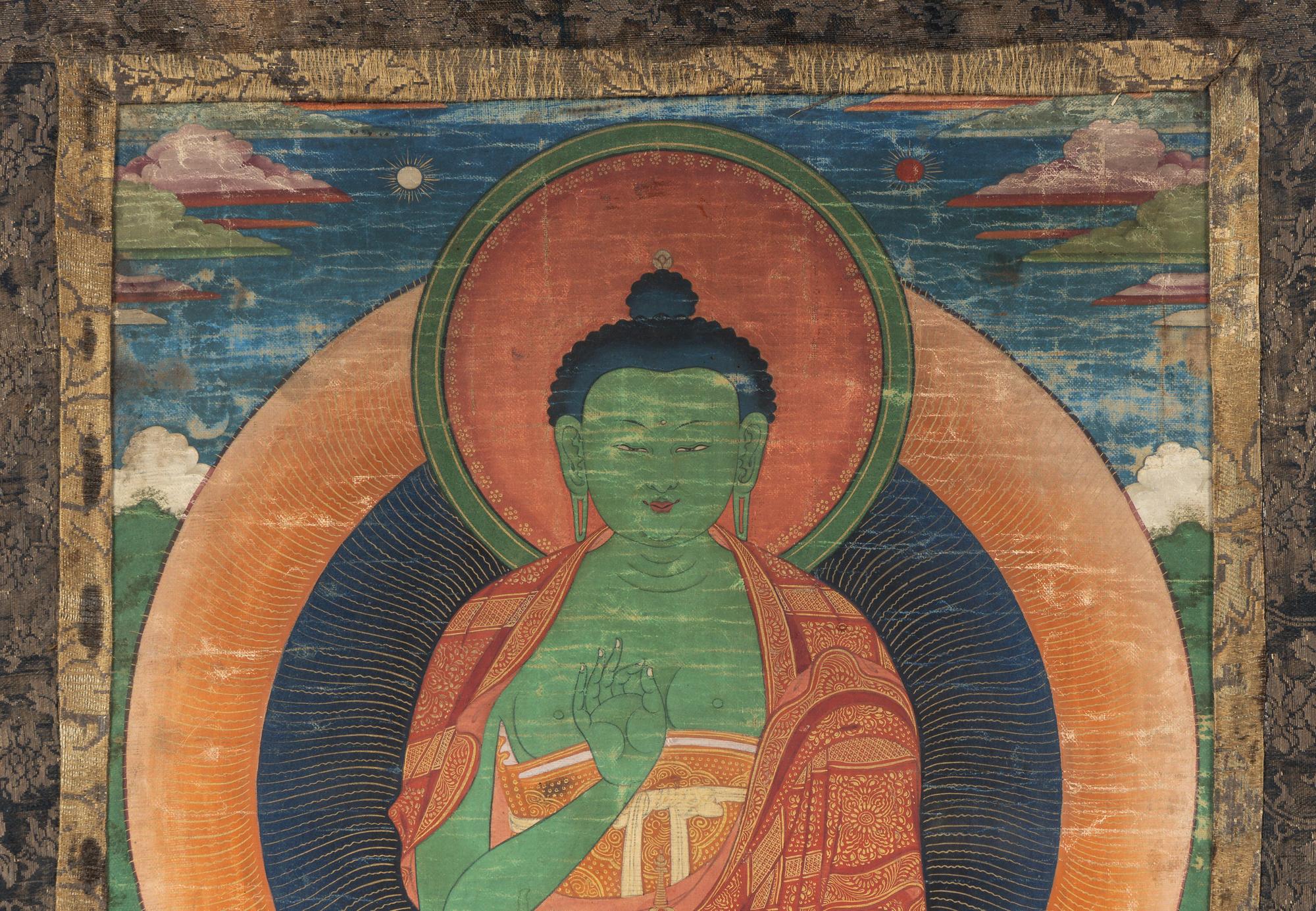 A Tibetan Thangka Depicting Amoghasiddhi Buddha