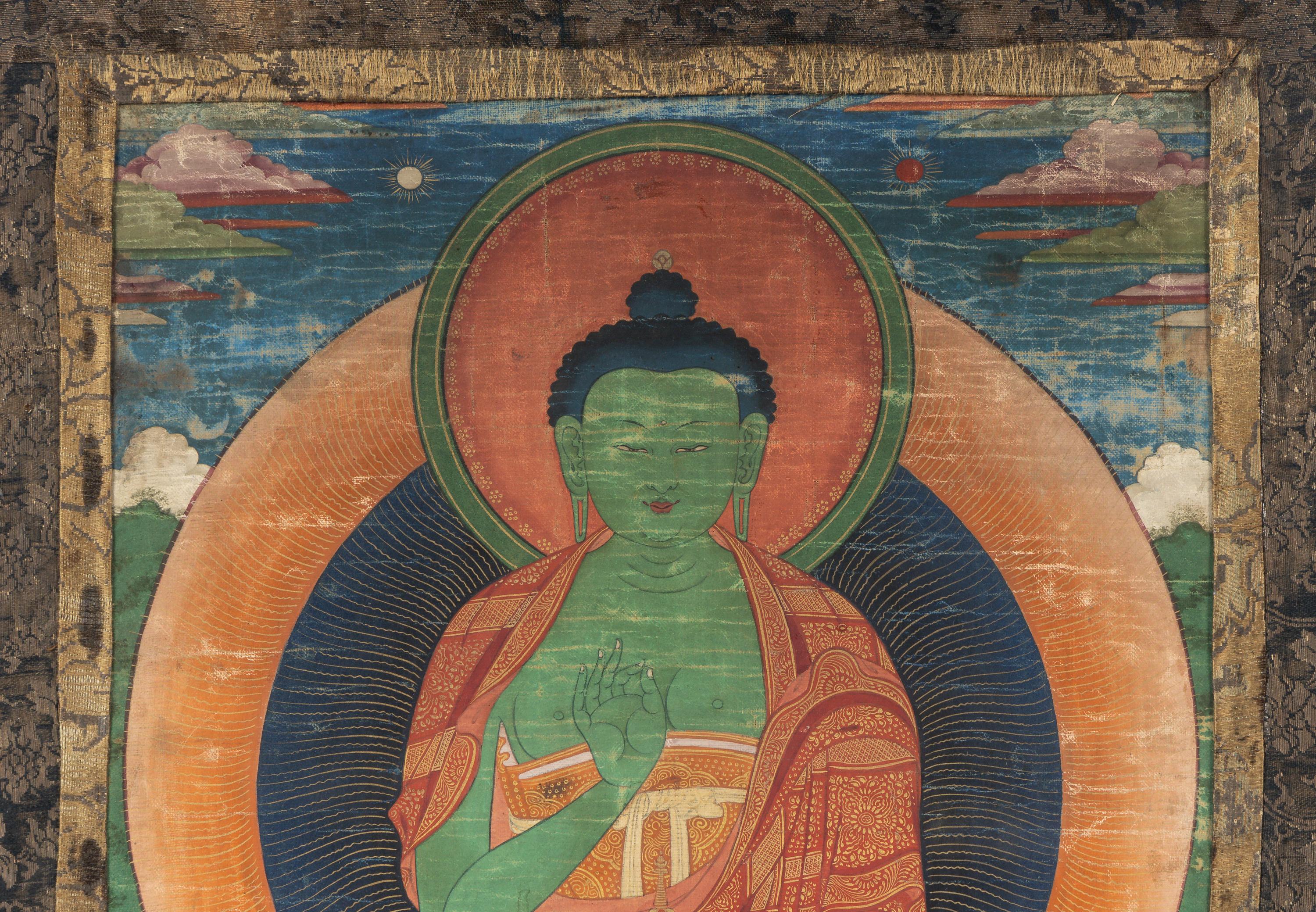 A Tibetan Thangka Depicting Amoghasiddhi Buddha